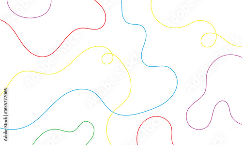 Thread line seamless pattern. Curvy intersections of ropes in organic smooth print. Abstract squiggly modern background with continuous lines. Vector illustration EPS 10 .