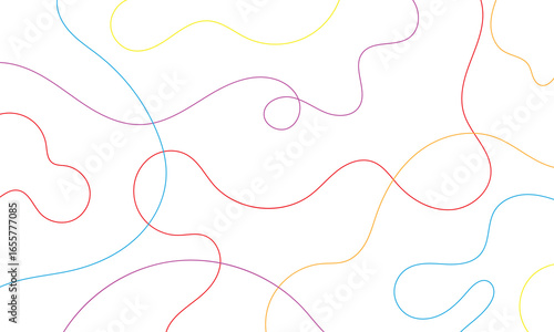 Thread line seamless pattern. Curvy intersections of ropes in organic smooth print. Abstract squiggly modern background with continuous lines. Vector illustration EPS 10 .