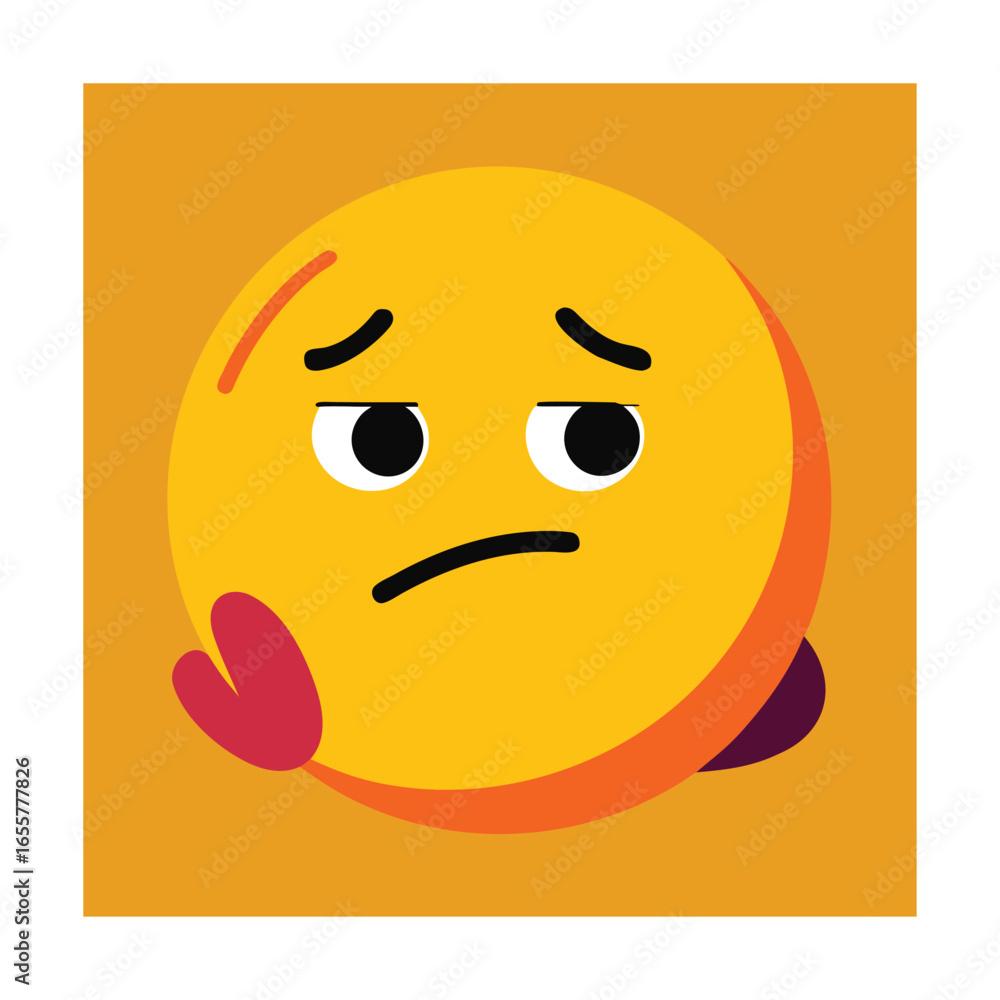 Fototapeta premium Bored Emoji Emoticon Resting Head on Hand Expression