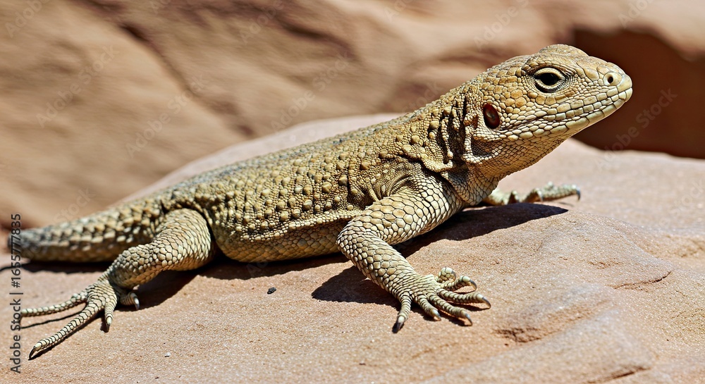 Obraz premium Unique lizard with beautiful skin made of layered sandstone rock