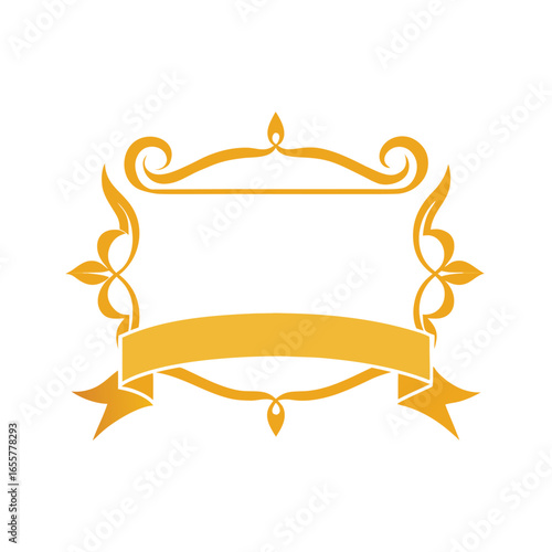 Decorative Golden Ribbon Frame in Horizontal Layout