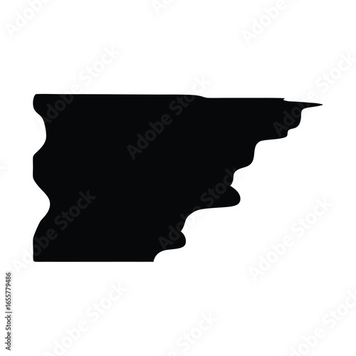 Arkansas state map silhouette isolated on white-Black silhouette of Arkansas state map on white background, perfect for educational use, geography projects, infographics, travel designs, or decorative