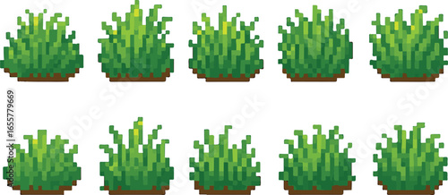 grass pixel art, eps 10 illustration