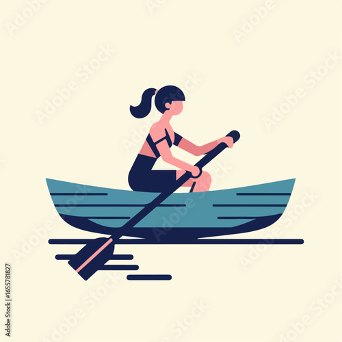 flat illustration of rowing a boat