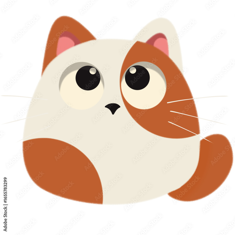 Obraz premium Brown White Cat Illustration 