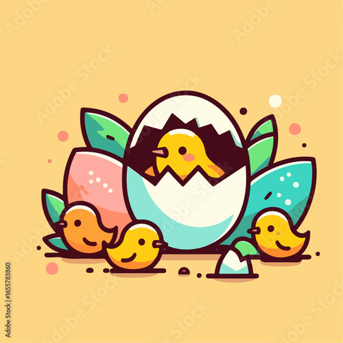 flat illustration of chick