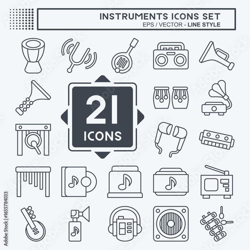 Icon Set Instruments. related to Mucik symbol. line style. design editable