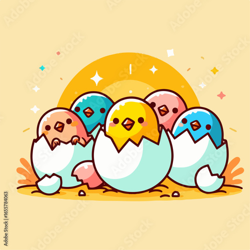 flat illustration of chick