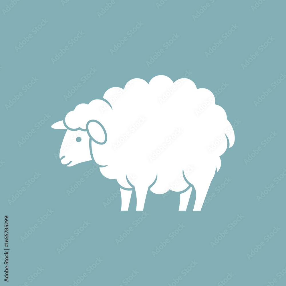 Obraz premium White sheep silhouette on a muted blue background.