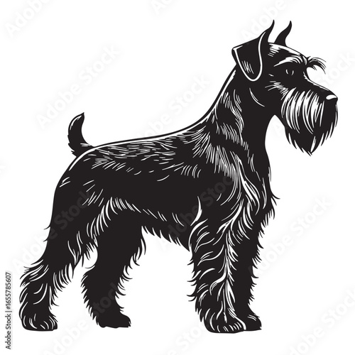 black schnauzer Silhouette Vector, High Quality Illustration on White Background