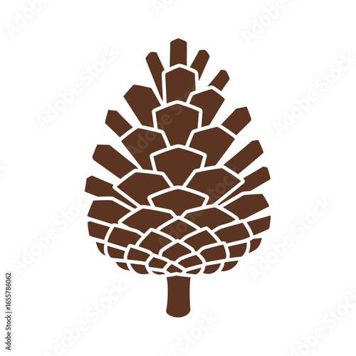 Brown pine cone illustration on white background.