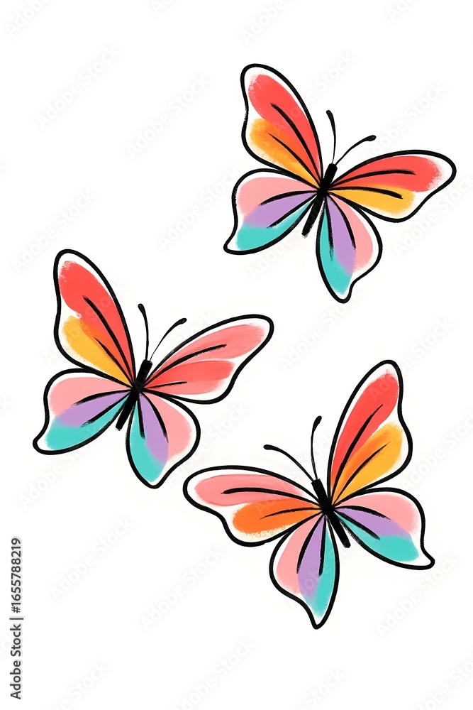 Obraz premium Whimsical butterflies in vibrant rainbow hues add a touch of magic to your creative designs and bring joy
