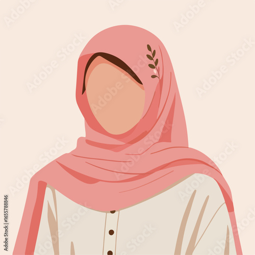 flat illustration of a beautiful woman wearing a hijab