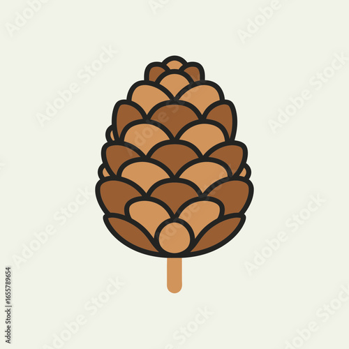 A stylized brown pinecone on a light background.
