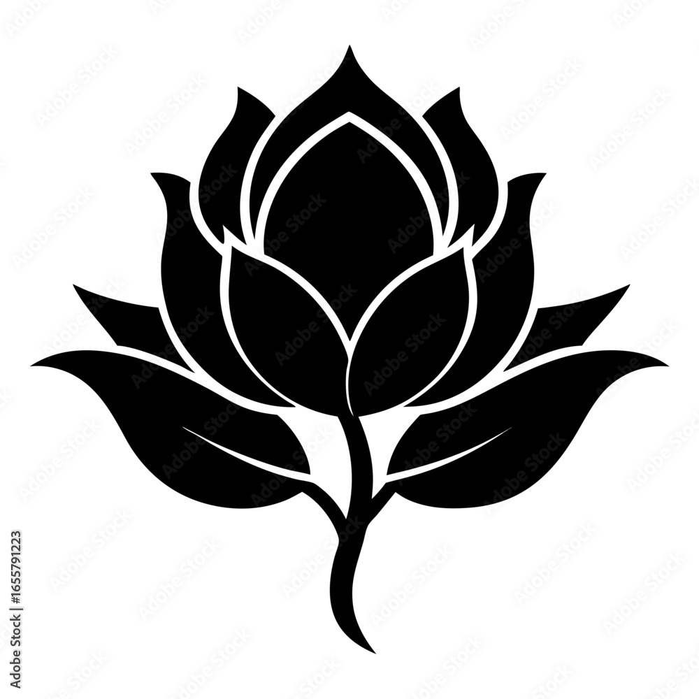 Obraz premium Eternal Bloom vector clean black silhouette design white background