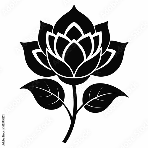 Eternal Bloom vector clean black silhouette design white background
