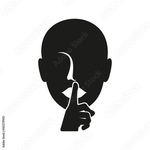 Silence Icon Hush Symbol Secret Sign Keep Quiet Image Black and White Vector Graphic  Secrecy Confidentiality Discrete Private