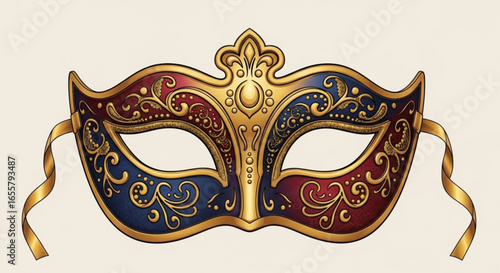 Elegant venetian masquerade mask vector illustration for carnival party and festival celebration events