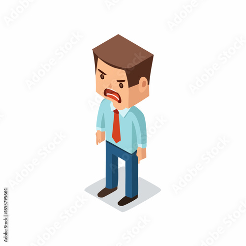 A bold cartoon illustration of a man with a beard, wearing an angry and frustrated expression. This image is perfect for a character in a presentation