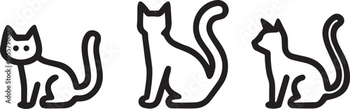 black cat silhouette,cats in various poses, minimalist cat shapes, black cat icons,