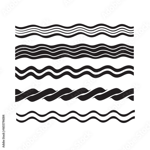 zigzag wavy horizontal line pattern vector set