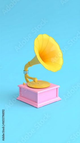 Vibrant, stylized gramophone