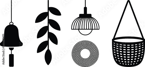 Natural and rustic home decor elements featuring a silhouette of a cozy interior scene