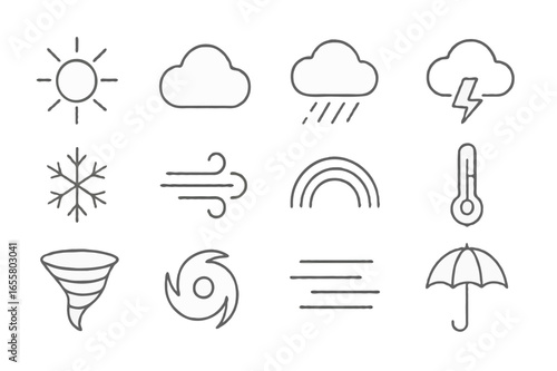 Vector mixed  Weather icons set | Include cloudy, rainy, sunny, snowy, windy, hot, rainbow, typhoon, gale 