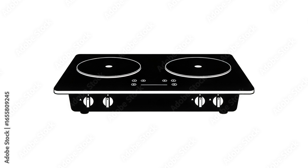 Fototapeta premium Modern Two Burner Electric Induction Cooktop for Efficient Kitchen Cooking