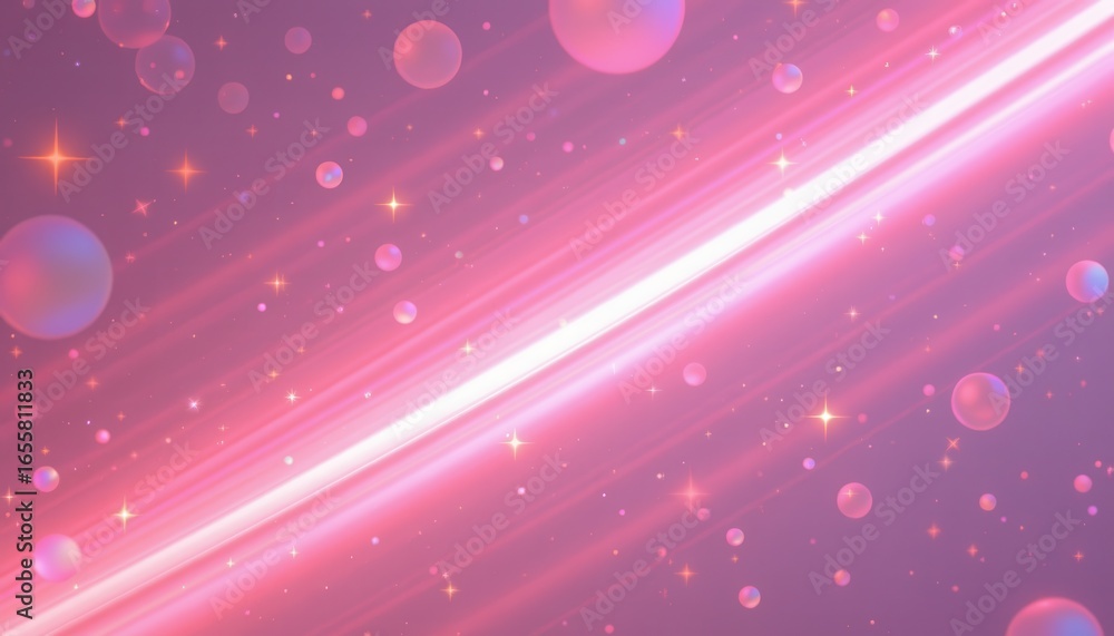 Obraz premium holographic pastel glow theme with cotton candy pink with holographic glow, diagonal glowing sweep, faint star like highlights, soft focus center glow, ethereal and dreamy