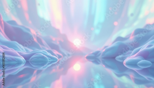 holographic pastel glow theme with aqua mint with lavender haze, soft blurred glow, soft rainbow reflections, soft focus center glow, calm and futuristic