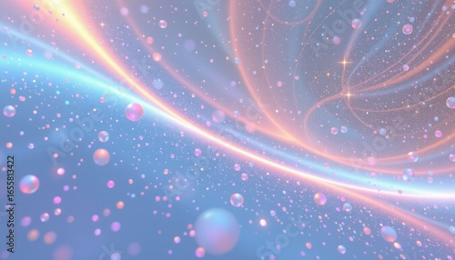 holographic pastel glow theme with baby blue with pearl shimmer, diagonal glowing sweep, delicate glitter dust, wide seamless composition, calm and futuristic