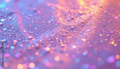 holographic pastel glow theme with dreamy violet with pastel orange, dreamy watercolor wash, delicate glitter dust, macro shine close up, timeless and magical