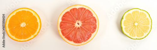Orange grapefruit lime citrus fruit fresh juicy healthy white background vibrant