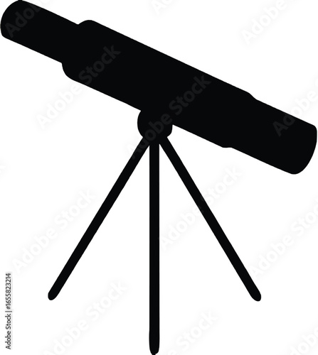 Isometric telescope icon on tripod