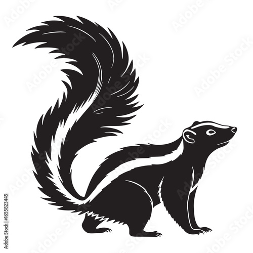 black skunk Silhouette Vector, High Quality Illustration on White Background
