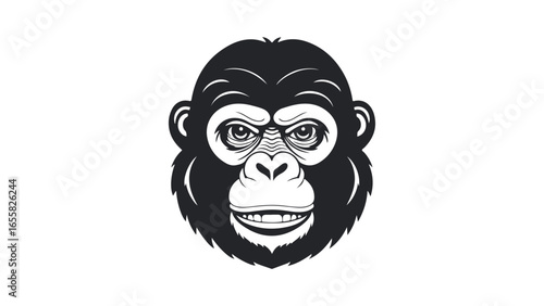 simple funny looking smiling monkey head face shape vector illustration