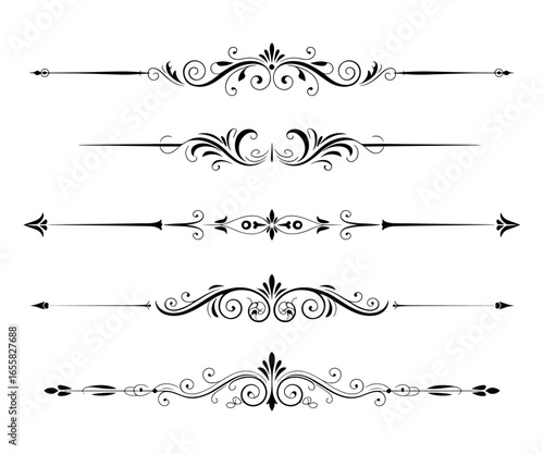 Elegant Black and White Page Dividers and Flourishes Ornate Decoration for Invitations and Graphic Design Projects Vintage Style Dividers