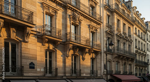 Old european building facade at golden hour