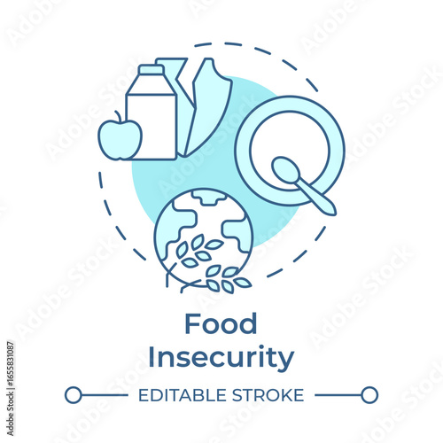 Food insecurity soft blue concept icon. Agricultural industry problems danger. Impact of water crisis. Round shape line illustration. Abstract idea. Graphic design. Easy to use in booklet