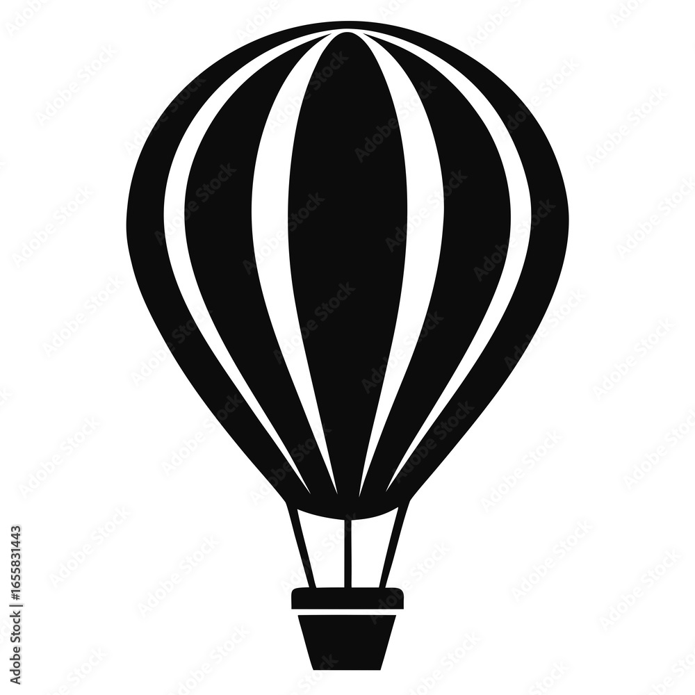 Fototapeta premium Hot Air Balloon vector clean black silhouette design white background