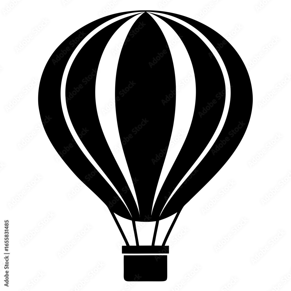 Fototapeta premium Hot Air Balloon vector clean black silhouette design white background