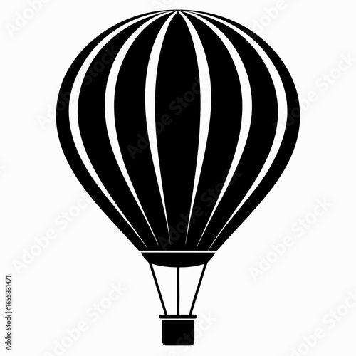 Hot Air Balloon vector clean black silhouette design white background