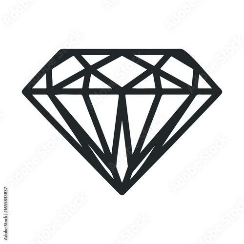 Black diamond outline icon on white background