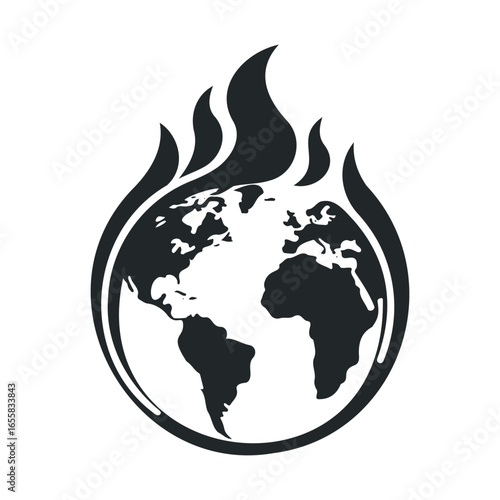 Burning earth illustration depicting global warming and environmental crisis