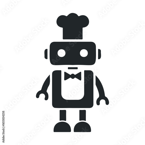 Chef robot icon wearing a chef hat and apron