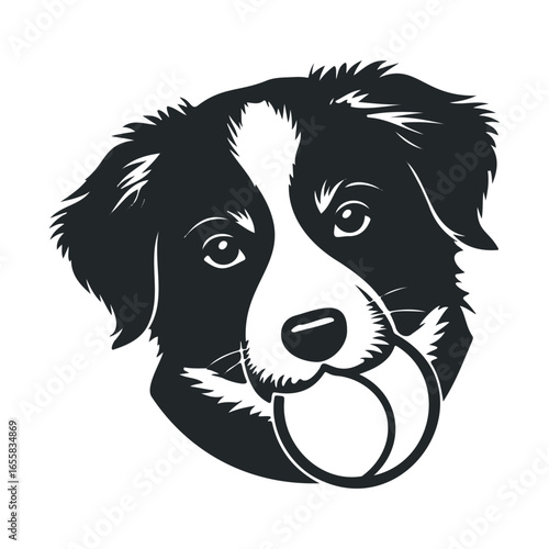 Border collie head illustration with tongue out