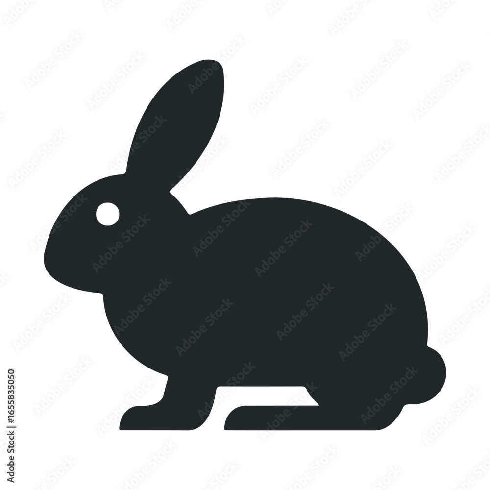Obraz premium Silhouette of a rabbit in profile against white background