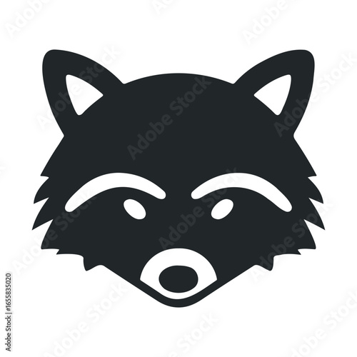 Stylized black raccoon icon in minimalist design