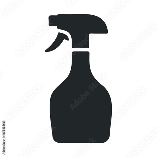 Black silhouette of plastic spray bottle with trigger nozzle for cleaning and household uses